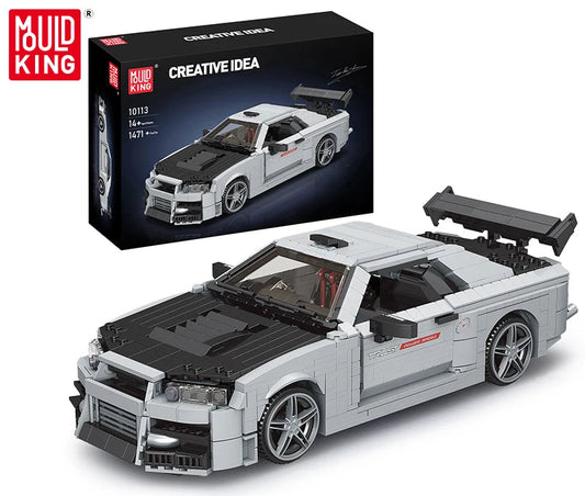 Model car kit with detailed design and Mould King packaging on a white background
